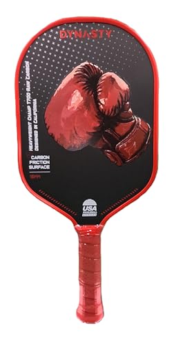 Dynasty Heavyweight/Feather T700 Triple-Layer Raw Carbon Fiber + Friction Surface 16mm Aero *Gen 3.5 All-Court Power Pickleball Paddle* / Hall of Famer 18K *Control+Spin* - color: Heavyweight T700 Red Crimson