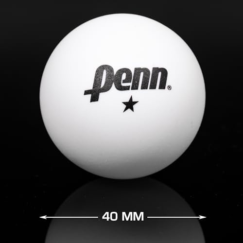 Penn 40mm 1-Star White Ping Pong Balls, Box of 36 Official Tournament Size Table Tennis Balls - size: 40mm