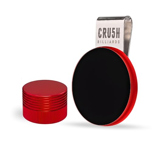 Magnetic Chalk Holder with Lid & Belt Clip – Round Billiard Pool Cue Chalk Holder with Strong Magnet, Portable Snooker Chalk Case for Players - color: Red