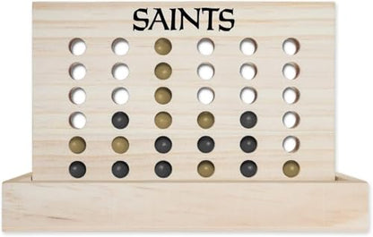 Rico Industries NFL Mini Travel Team 4 in A Row Mini Game- Wooden, Team Colors, 5.5" x 8" (New Orleans Saints) - style: New Orleans Saints