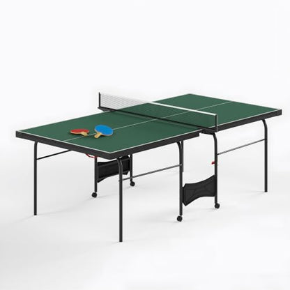 Zevemomo Table Tennis Table, Foldable Ping Pong Tables w/ 2 Paddles 3 Balls - color: Green