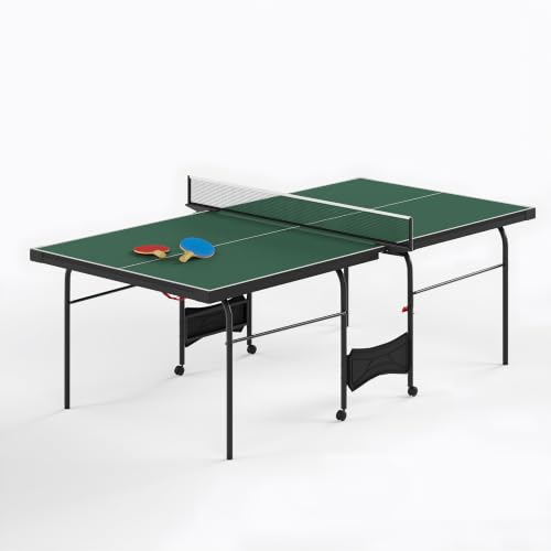 Zevemomo Table Tennis Table, Foldable Ping Pong Tables w/ 2 Paddles 3 Balls - color: Green
