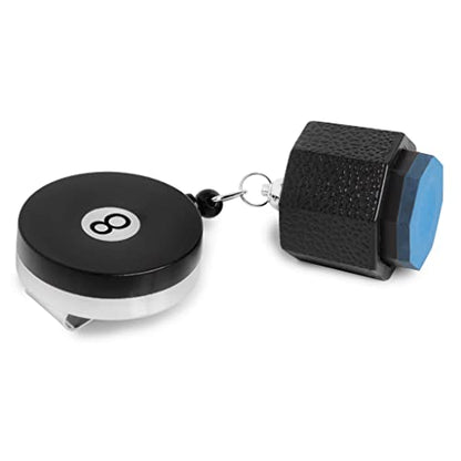OKKO Retractable Octagon 8-Ball Chalker Billiard Pool Cue Chalk Holder with Belt Clip Black + 1 tube/5pcs of Predator Chalk