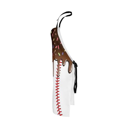 Castle Fairy Ice Cream Drip Baseball Kids Kitchen Apron - color: Brown White