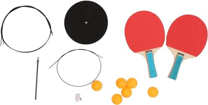 HURRISE Table Tennis Balls Paddles Set, Paddle Set with Balls, Table Tennis Trainer with Elastic Shaft Stainless Steel Base, 6 Self Training Balls 2 Paddles