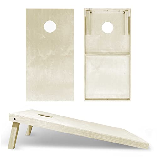 Solid Wood Regulation Cornhole Set 4 Feet x 2 Feet Includes Set of 8 All-Weather Bags, Carrying Case and Bag Satchel with Optional LED Lights and Scorekeeper