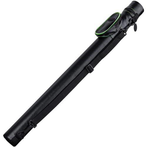Casemaster Q-Vault Supreme Billiard/Pool Cue Hard Case, Holds 1 Complete 2-Piece Cue (1 Butt/1 Shaft) - color: Black with Green Trim