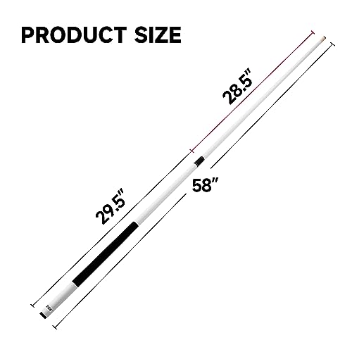 GSE Games & Sports Expert 58" 2-Piece Fiberglass Graphite Composite Billiard Pool Cue Sticks (Several Colors Available, Weight from 18oz, 19oz, 20oz, 21oz) - color: Matte White, style: 21oz