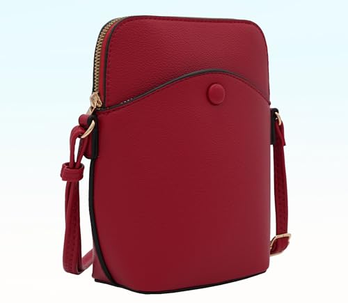 Solene Small Crossbody Bag with Gold Hardware, Mini Shoulder Purse with Adjustable Strap - color: Red