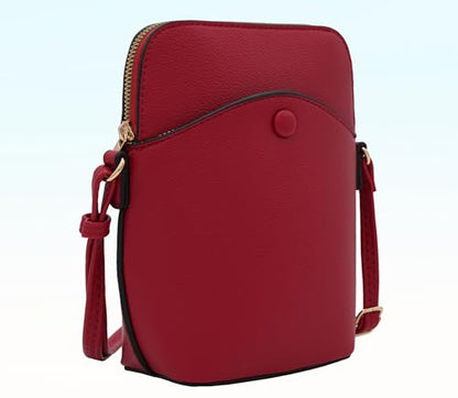 Solene Small Crossbody Bag with Gold Hardware, Mini Shoulder Purse with Adjustable Strap - color: Red