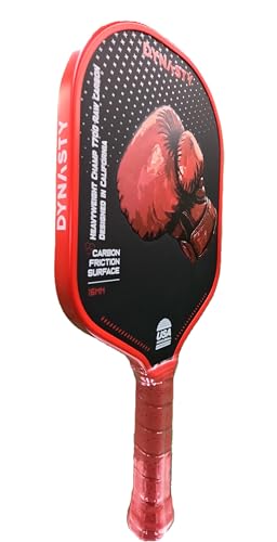 Dynasty Heavyweight/Feather T700 Triple-Layer Raw Carbon Fiber + Friction Surface 16mm Aero *Gen 3.5 All-Court Power Pickleball Paddle* / Hall of Famer 18K *Control+Spin* - color: Heavyweight T700 Red Crimson
