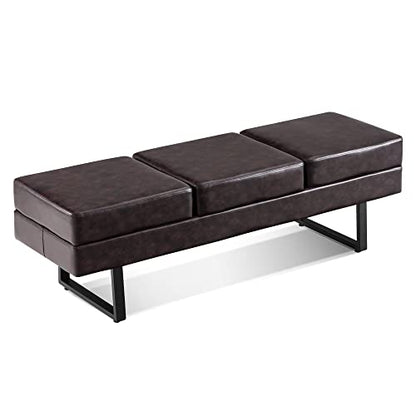 BarberPub Waiting Room Chairs, Heavy Duty Office Guest Reception Bench, Faux Leather Upholstered Lobby Chairs for Salon, Conference Room 7008 (Brown) - color: Brown