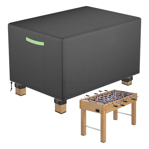 Foosball Table Cover, Heavy Duty 420D Soccer Table Cover, All-Weather Waterproof Outdoor Protection with 4 Windproof Buckles & Reflective Strip, 63"x45"x35"