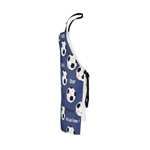 Castle Fairy Boy Soccer Kitchen Apron - color: Soccer Navy Blue