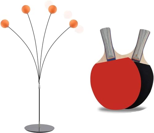 Ping Pong Balls Paddles Set Table Tennis Training Elastic Soft Shaft Equipment Trainer Practice Ball Bulk Children Adult (2 Table Tennis Paddle & 3 Ping-Pong Balls)