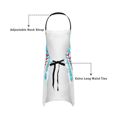 Castle Fairy Ice Cream Drip Baseball Kids Kitchen Apron - color: Blue White