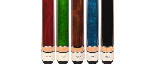 ASKA Set of Wrapless 2-Piece Billiard Pool Cue Sticks L3, 58" Hard Rock Canadian Maple, 13mm Hard Leather Tip, Mixed Weights and Colors - style: Set of 5 Sticks