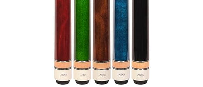 ASKA Set of Wrapless 2-Piece Billiard Pool Cue Sticks L3, 58" Hard Rock Canadian Maple, 13mm Hard Leather Tip, Mixed Weights and Colors - style: Set of 5 Sticks