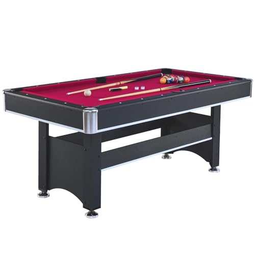 6-Foot Outdoor Pool Table with Red Felt - Multi Game for Family Gatherings and Parties