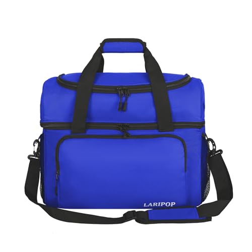 LARIPOP 2 Ball Bowling Bag Double Bowling Ball Carrier with Padded Holder, Shoe Compartment for Men Women Bowling League & Tournament - color: TR Blue