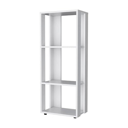 16" Stylish Storage Cabinet with 3-Open-Shelf, Functional Sideboard with Scratch-Resistant Melamine, Living Room Cabinet with Sturdy Construction for Bedroom Office Study, White