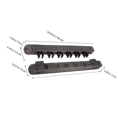Toyvian Wall Mounted Pool Cue Holder and Solid Wood Cue Rack, Silver Gray Billiard Stick Storage Stand with 6-cue Capacity for Game Room and Playroom Billiards Accessories