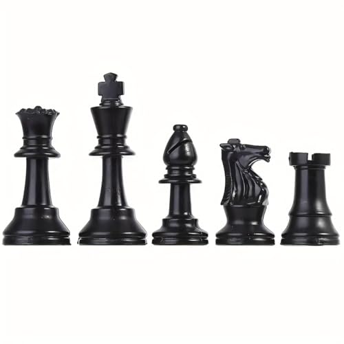 32 Plastic Chess Pieces Set - Black & White Chessmen for 15-20 Inch Boards, Felt Bottom, with Drawstring Storage Bag - Ideal for Beginners & Chess Enthusiasts-No Board Included (3.82inch/9.7cm) - size: 3.82inch/9.7cm