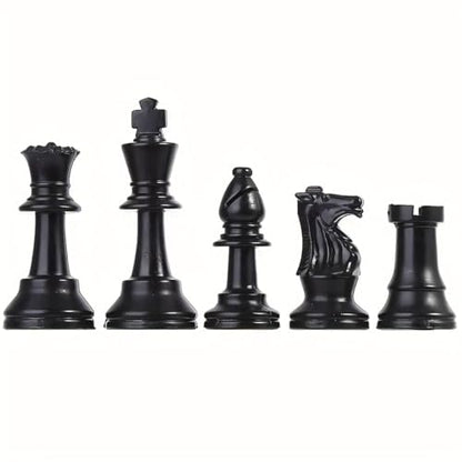 32 Plastic Chess Pieces Set - Black & White Chessmen for 15-20 Inch Boards, Felt Bottom, with Drawstring Storage Bag - Ideal for Beginners & Chess Enthusiasts-No Board Included (3.82inch/9.7cm) - size: 3.82inch/9.7cm