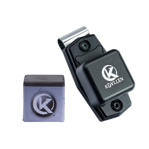 KONLLEN Magnetic Pool Chalk Holder and Nano Cue Chalk Set, Low-Dust Billiard Chalk Combo with Quick One-Hand Access for Better Grip and Control - color: Black with Black Holder