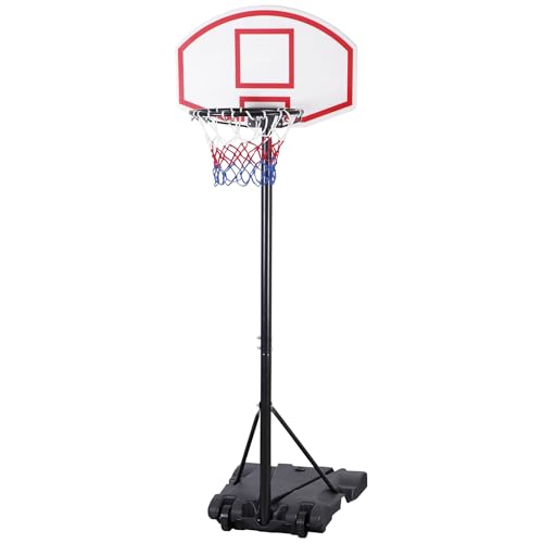 Kids Portable 5.4-7 Ft Height Adjustable Basketball Hoop Stand, 28 Inch Backboard, Basketball Goals Indoor/Outdoor