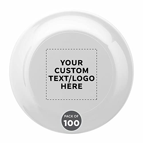 DISCOUNT PROMOS Frisbee Flying Discs in Bulk, 9.25 in. Fun Family Beach Game - color: - Custom - White, size: 100 flying discs