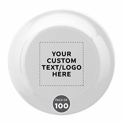 DISCOUNT PROMOS Frisbee Flying Discs in Bulk, 9.25 in. Fun Family Beach Game - color: - Custom - White, size: 100 flying discs
