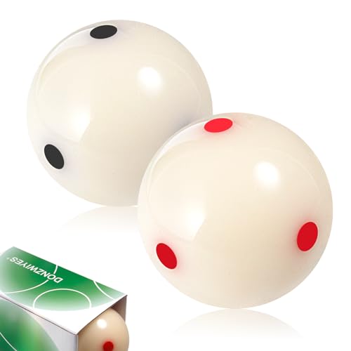 Pro-Cup Pool Cue Ball 2 1/4" 6 Dots AAA-Grade Regulation Size Pool Billiard Training Cue Ball(2 Pack,Red and Black Set)