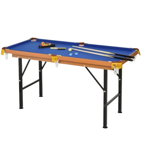 Compact Folding Pool Table for Home Game Room – Portable Billiards Table with Felt Surface, Full Accessory Set Including Cues, Balls, Rack and Chalk