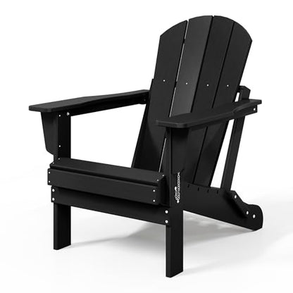 WestinTrends Malibu HDPE Outdoor Patio Folding Poly Adirondack Chair, Black - color: Black, size: 1 Chair