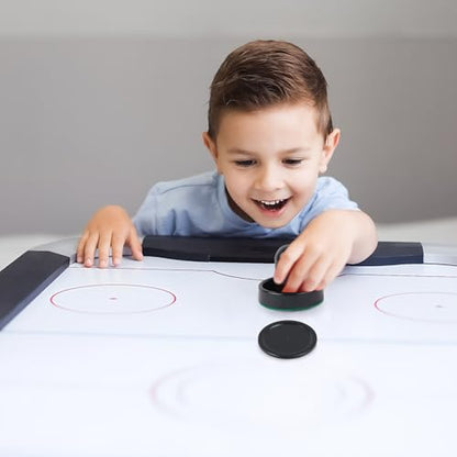 1 Set Mini Air Hockey Pushers and Air Hockey Pucks Great Goal Handles Pushers Goal Handles Paddles Replacement Accessories - 2 Black Air Hockey Pushers and 4 Black Pucks (60mm)