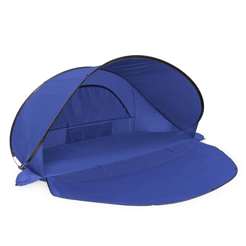 PICNIC TIME Manta Portable Beach Tent, Fully-Assembled Pop Up Tent, Beach Shade and Sun Shelter, Instant Outdoor Shade with Carrying Bag for Outdoors and UPF50+ UV Protection, (Blue) - color: Blue