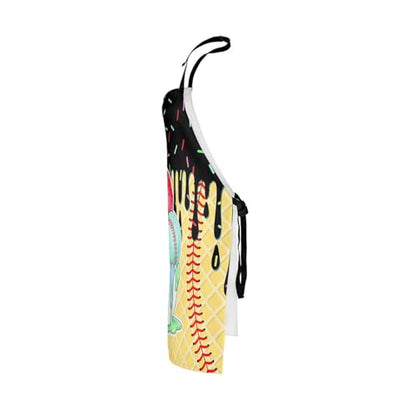 Castle Fairy Ice Cream Drip Baseball Kids Kitchen Apron - color: Yellow Black
