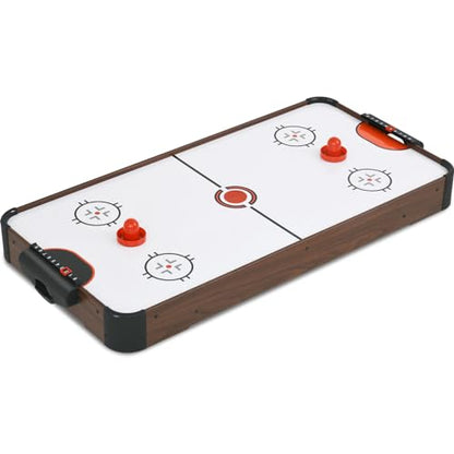40in Tabletop Air Hockey Table, Portable Arcade Game Table for Kids and Adult, Indoor Game Table w/ 2 Pucks, 2 Pushers, Electronic Motor Fans for Game Room、Family Recreation (Dark Woodgrain)