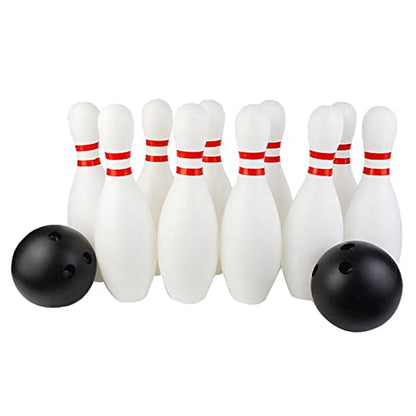 Kids Bowling Toy Set 10 Pcs with 2 Balls, 22cm (8.66in) Plastic Bowling Pins, Indoor Bowling Game for Children