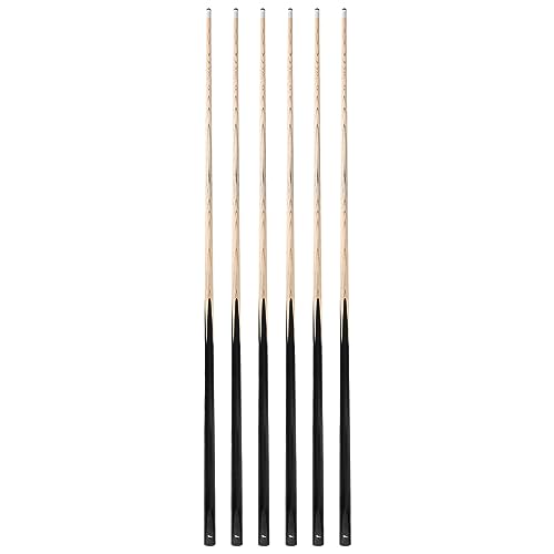 HMQQ 58" One Piece Pool Cue Stick with 13MM Leather Tip, Weight 20OZ Billiards Cue Stick, Pool Stick Set of 4/ Set of 6/ Set of 8 (Black&Natural Wood Color) - style: BALCK SET OF 6