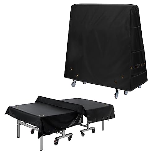 600D Ping Pong Table Cover - Outdoor Waterproof & Windproof, 10.7 x 7.4 Ft Heavy Duty Table Tennis Cover