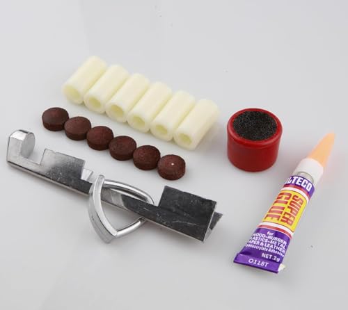 15 Pack Cue Stick Tip Repair Kit, Cue Tips Accessorie, Include 6 Pool Cue Tips, 6 Pool Cue Repairers, 1 Billiard Cue Clamp, 1 Cue Tip Glue, 1 Billiards Shaper, Cue Tips Accessorie