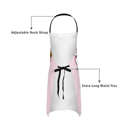 Castle Fairy Cartoon Baseball Kitchen Apron,Bow Knots Waterproof Apron - color: White Pink