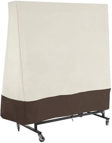 Table Tennis Cover Waterproof Outdoor Windproof Anti-uv Heavy Duty Rip Proof Oxford Fabric Ping Pong Table Cover, Beige - color: Beige