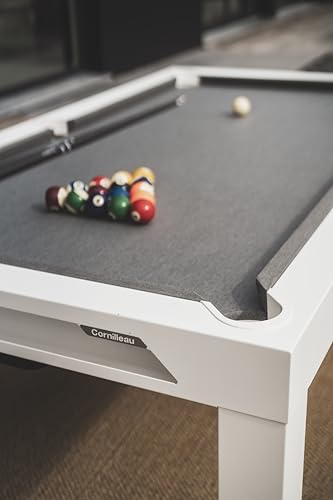 CORNILLEAU Classic Outdoor Billiard Table (White) - 7ft Convertible Pool Table to Dining Table - Weatherproof & Durable - Includes Accessories - Made in France - style: No top