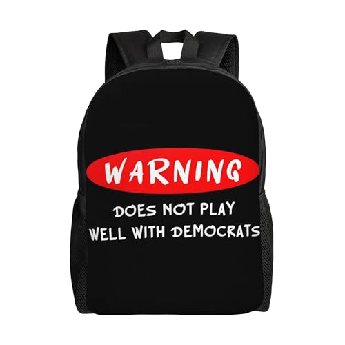 Warning Does Not Play Well With Democrats Backpacks For Men Women Book Bag Travel Hiking Camping Work Lightweight - color: Ye11