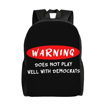 Warning Does Not Play Well With Democrats Backpacks For Men Women Book Bag Travel Hiking Camping Work Lightweight - color: Ye11