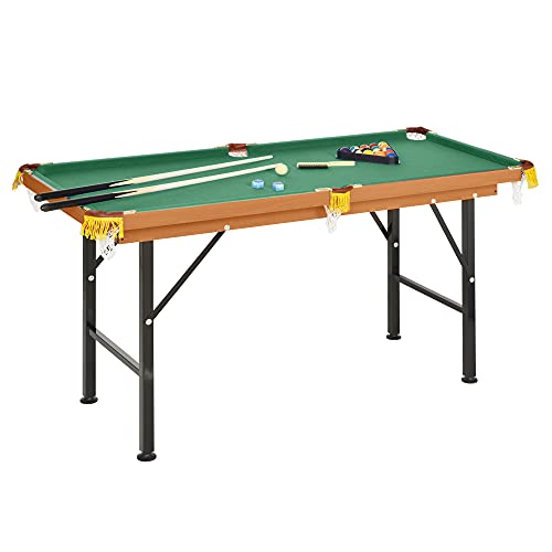 Penau 55 Inch Portable Folding Billiards Table Game Pool Table with Complete Set Green Felt for Family Fun