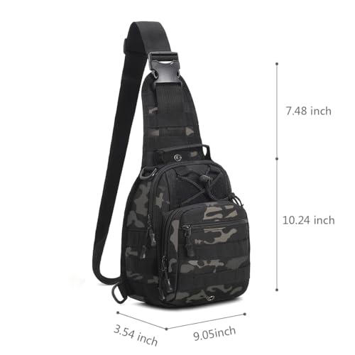 Viriber Tactical Backpack, Waterproof Military Cross-body Molle Sling Shoulder Backpack Chest Bag for Outdoor Every Day Carry Black Camo - color: Black Camo